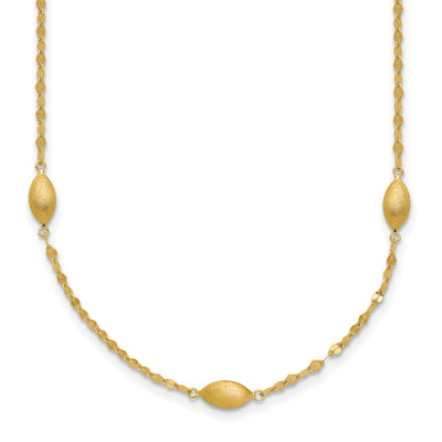 14K Diamond-cut Chain with Satin Oval Beads, 18 x 3.7mm