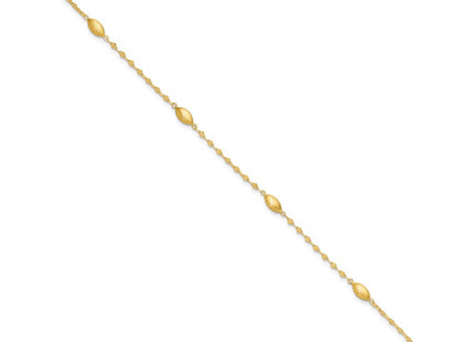 14k Diamond-cut Chain with Satin Oval Beads