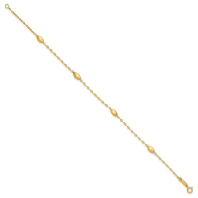 14K Diamond-cut Chain with Satin Oval Beads, 18 x 3.7mm