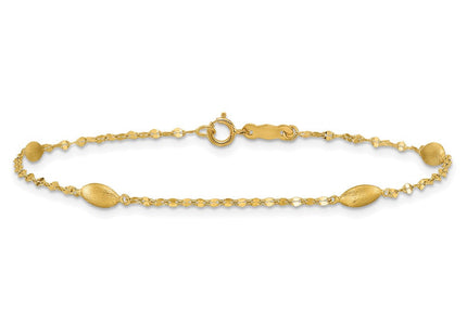 14k Diamond-cut Chain with Satin Oval Beads