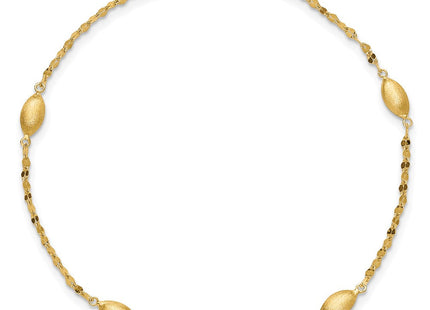 14k Diamond-cut Chain with Satin Oval Beads