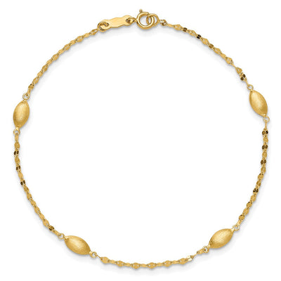 14K Diamond-cut Chain with Satin Oval Beads, 18 x 3.7mm