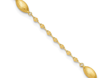 14k Diamond-cut Chain with Satin Oval Beads