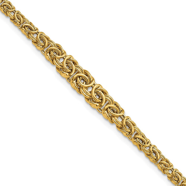 14k Graduated 7- Fancy Byzantine, 17.25 x 10mm