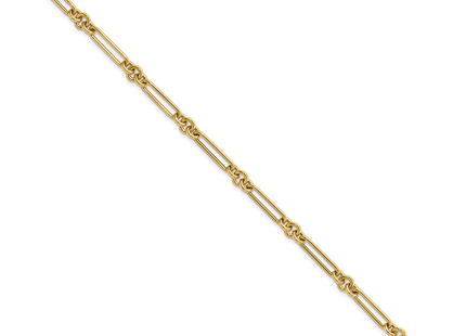 14K Polished Fancy Figaro Link, 7.5 x 5.2mm