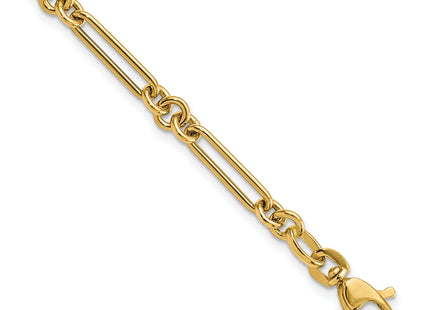 14K Polished Fancy Figaro Link, 7.5 x 5.2mm