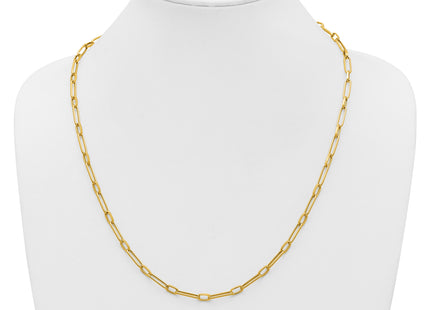 14K Polished and Textured Fancy Long Link Necklace