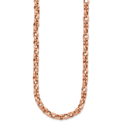 14K Rose Gold Polished Fancy Faceted Link Necklace