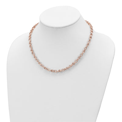 14K Rose Gold Polished Fancy Faceted Link Necklace