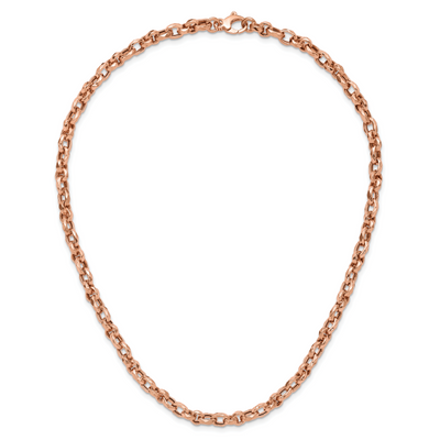 14K Rose Gold Polished Fancy Faceted Link Necklace