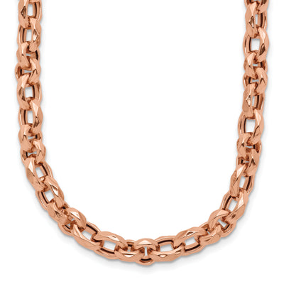 14K Rose Gold Polished Fancy Faceted Link Necklace