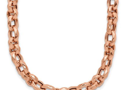 14K Rose Gold Polished Fancy Faceted Link Necklace (Style SF2855-18)