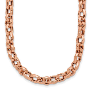 14K Rose Gold Polished Fancy Faceted Link Necklace (Style SF2855-18)