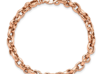 14K Rose Gold Polished Fancy Faceted Link 7. Necklace