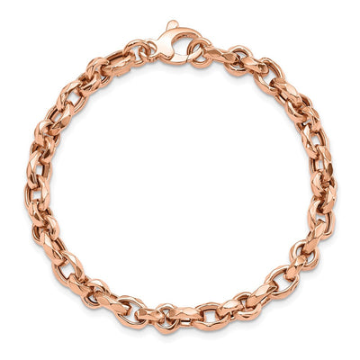 14K Rose Gold Polished Fancy Faceted Link Necklace