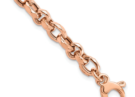 14K Rose Gold Polished Fancy Faceted Link 7. Bracelet