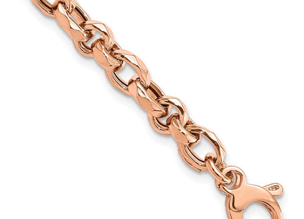 14K Rose Gold Polished Fancy Faceted Link 7. Necklace