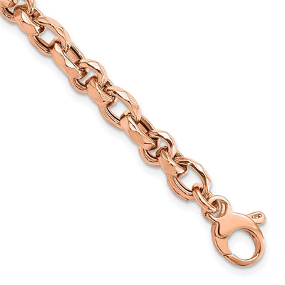 14K Rose Gold Polished Fancy Faceted Link Necklace