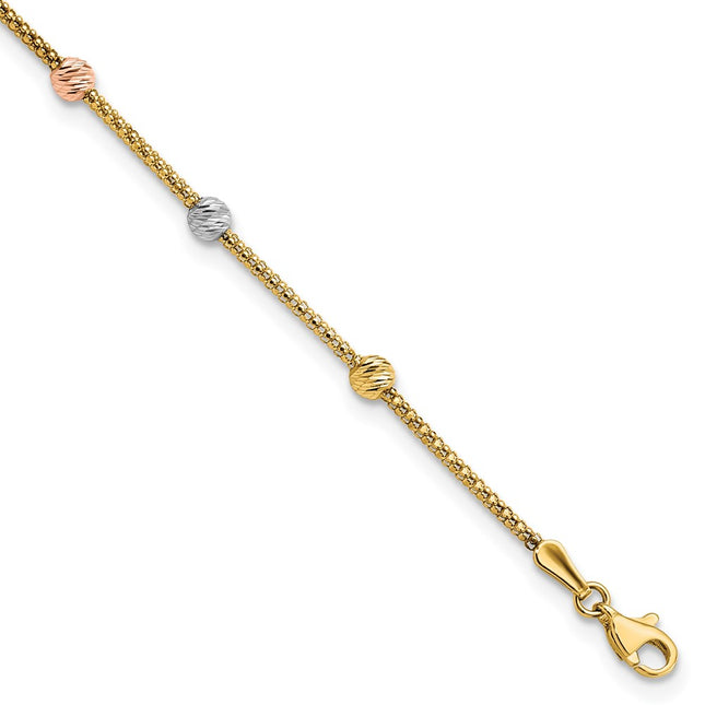 14k Tri-Color Chain Bracelets Style SF2860 - Classique Jewelry Inc.