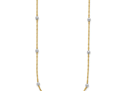 14K Two-tone Polished Bead Fancy Station Bracelet