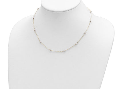 14K Two-tone Polished Bead Fancy Station Bracelet