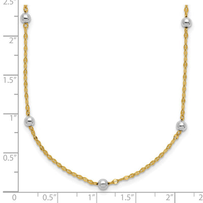14K Two-tone Polished Bead Fancy Station Necklace