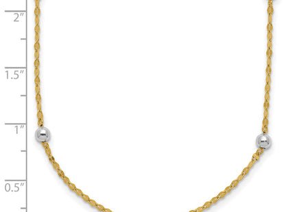 14K Two-tone Polished Bead Fancy Station Bracelet
