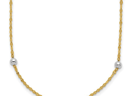 14K Two-tone Polished Bead Fancy Station Bracelet