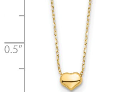 14k Polished Puffed Heart Pendant 16. Necklace, 16.5 x 6mm