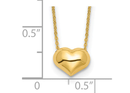 14k Polished Puffed Heart Pendant 16. Necklace (Style SF2871-16.5)