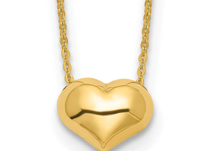 14k Polished Puffed Heart Pendant 16. Necklace (Style SF2871-16.5)