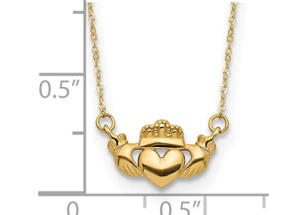 14K gold claddagh necklace, another view