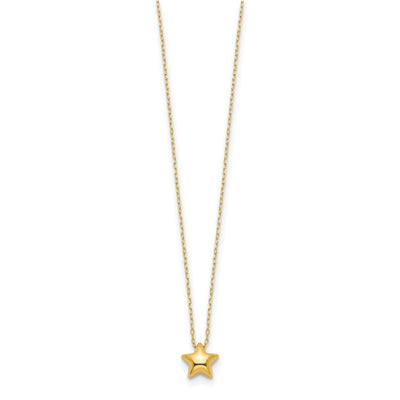 14K Polished Puffed Star Pendant Necklace