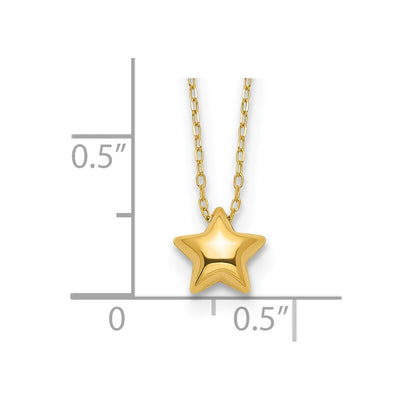 14K Polished Puffed Star Pendant Necklace
