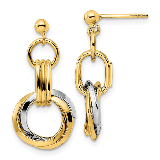 14k Two-tone Earrings Style SF2925E - Classique Jewelry Inc.