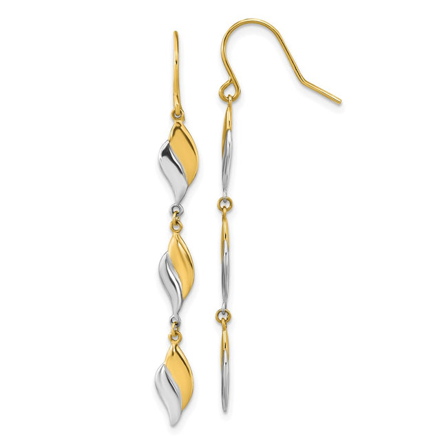 14k Two-tone Earrings Style SF2939E - Classique Jewelry Inc.