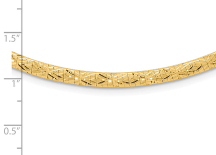 14k Flat Fancy Diamond-cut Reversible to High Polished 17. Omega Necklace, 17.25 x 4.1mm