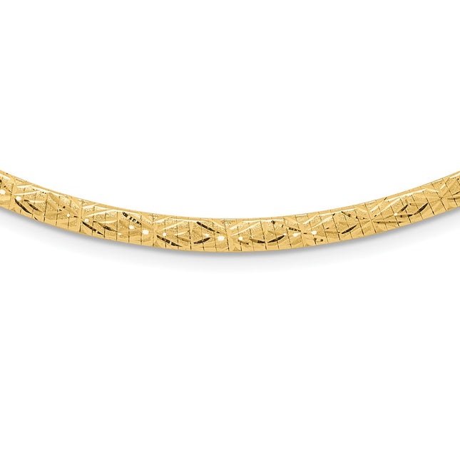 14k Flat Fancy Diamond-cut Reversible to High Polished 17. Omega Necklace, 17.25 x 4.1mm