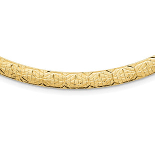 14k Flat Fancy Diamond-cut Reversible to High Polished 17. Omega Necklace (Style SF2966-17.25)