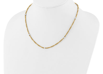 14K Two-tone Polished Fancy Beaded 7-Station Necklace (Style SF2969-18)