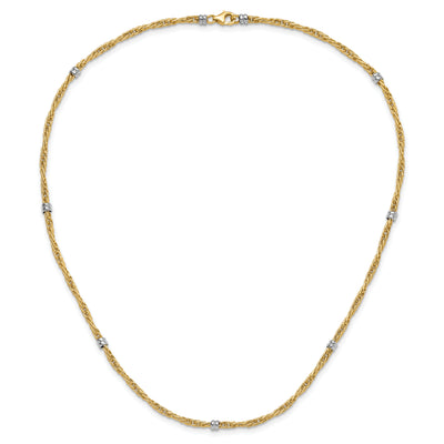 14K Two-tone Polished Fancy Beaded 5-Station Necklace