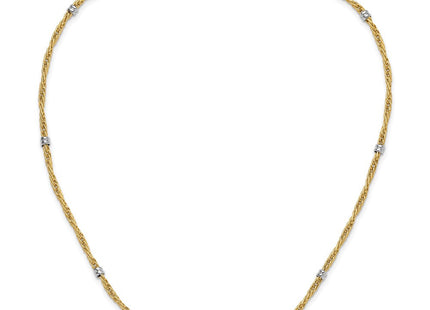 14K Two-tone Polished Fancy Beaded 7-Station Necklace (Style SF2969-18)