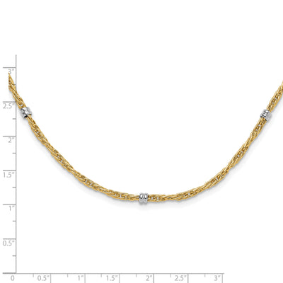 14K Two-tone Polished Fancy Beaded 5-Station Necklace