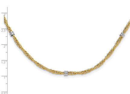 14K Two-tone Polished Fancy Beaded 7-Station Necklace (Style SF2969-18)