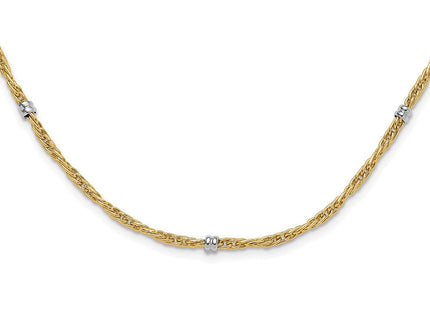 14K Two-tone Polished Fancy Beaded 7-Station Necklace (Style SF2969-18)