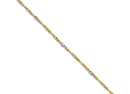 14K Two-tone Polished Fancy Beaded 5-Station 7. Necklace