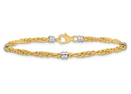14K Two-tone Polished Fancy Beaded 5-Station 7. Necklace