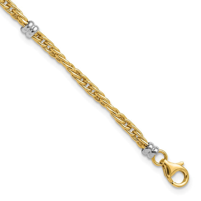 14K Two-tone Polished Fancy Beaded 5-Station 7. Necklace