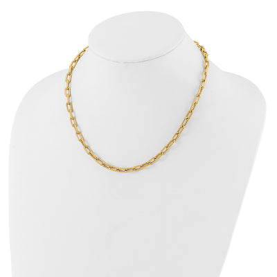 14K Polished Fancy Oval Cable Link Toggle Necklace