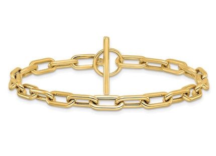 14K Polished Fancy Oval Cable Link 7. Toggle Necklace